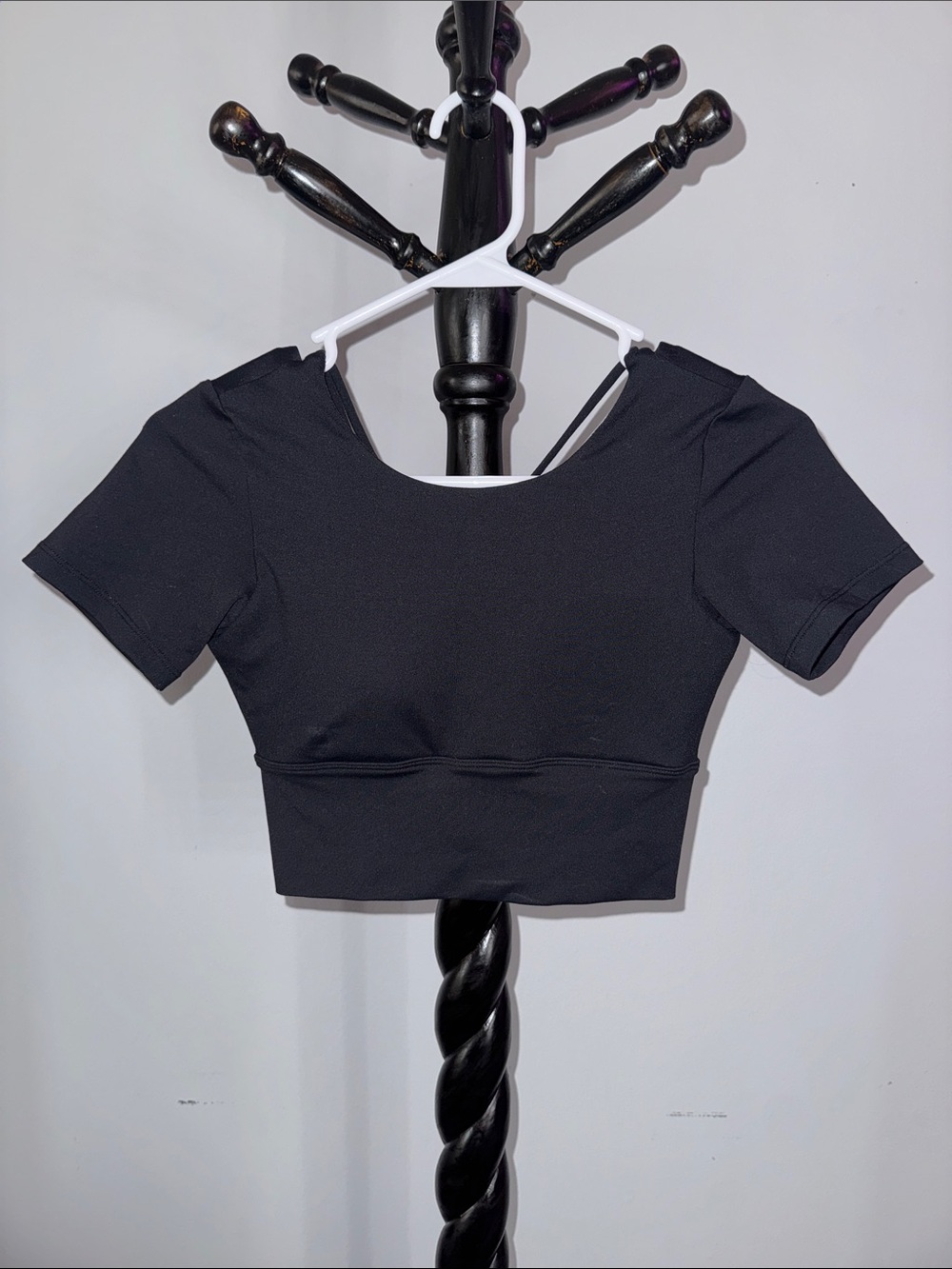 Black Cropped Scoop Neck Women's Top 2.R2